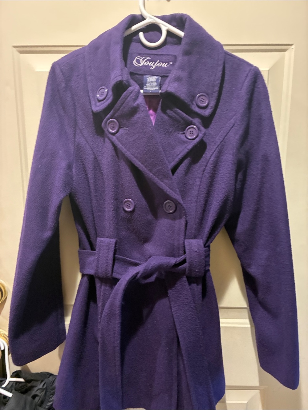 Jou Jou Purple Double-Breasted Belted Trench Coat